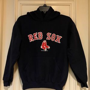 Navy Blue Red Sox Sweat Shirt With Hood